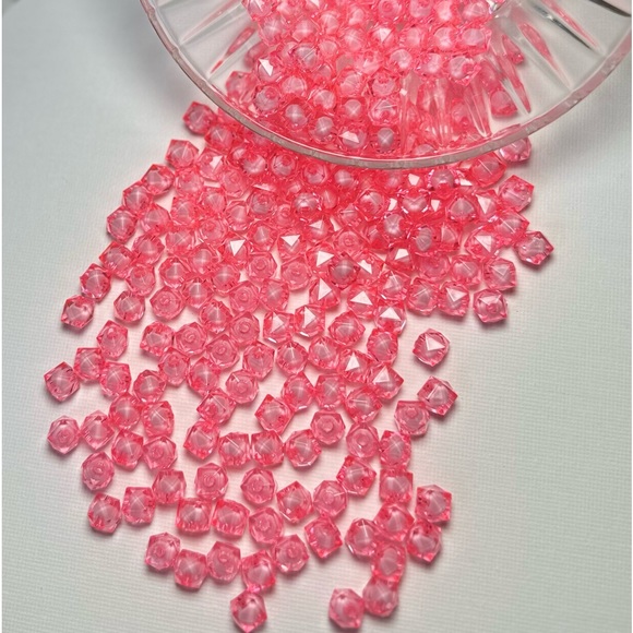 100 8mm Pink Crystal Cut Square Acrylic Beads Jewelry Making DIY Crafting Lot - Picture 13 of 16